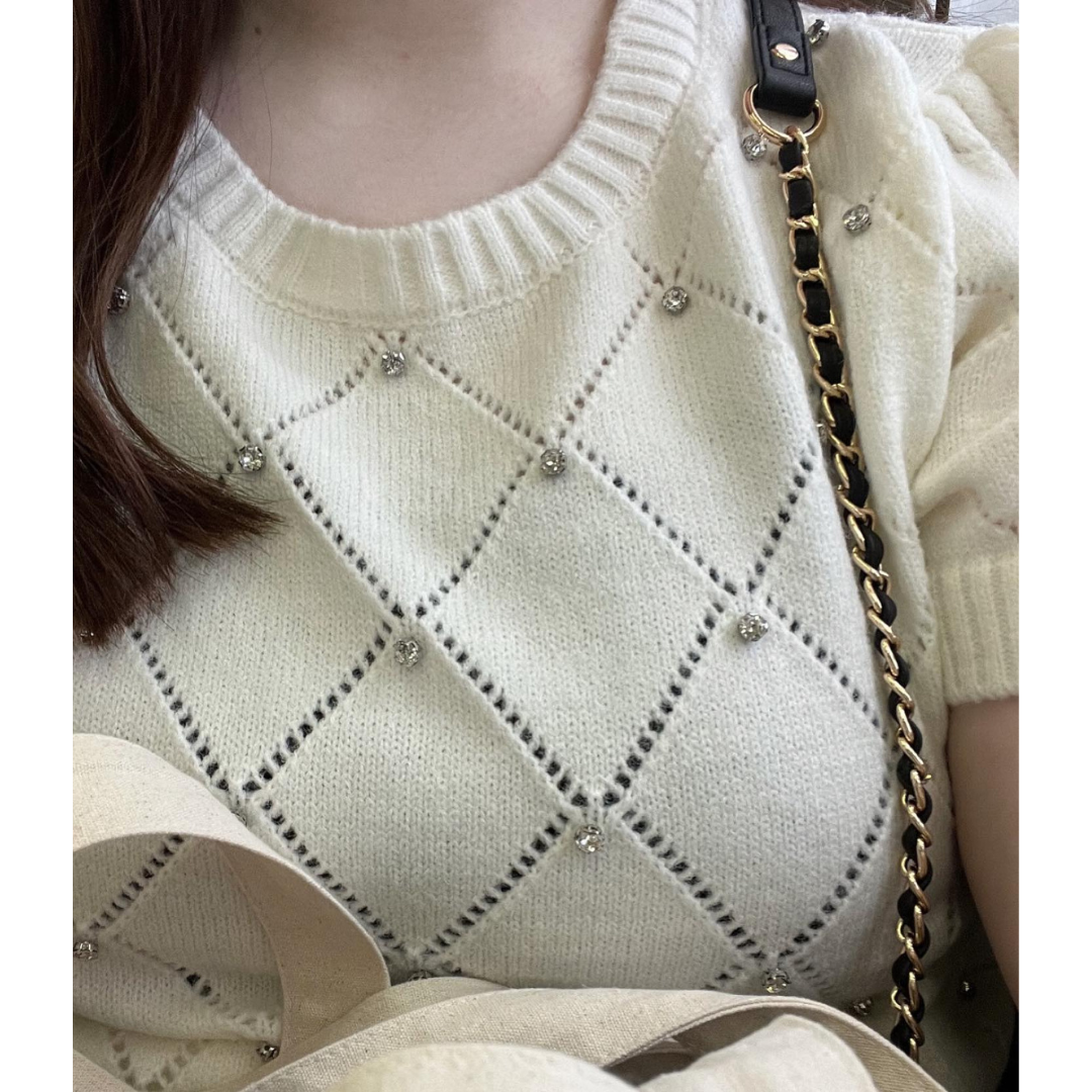 bijou puff sleeve knit lf2290【即納】