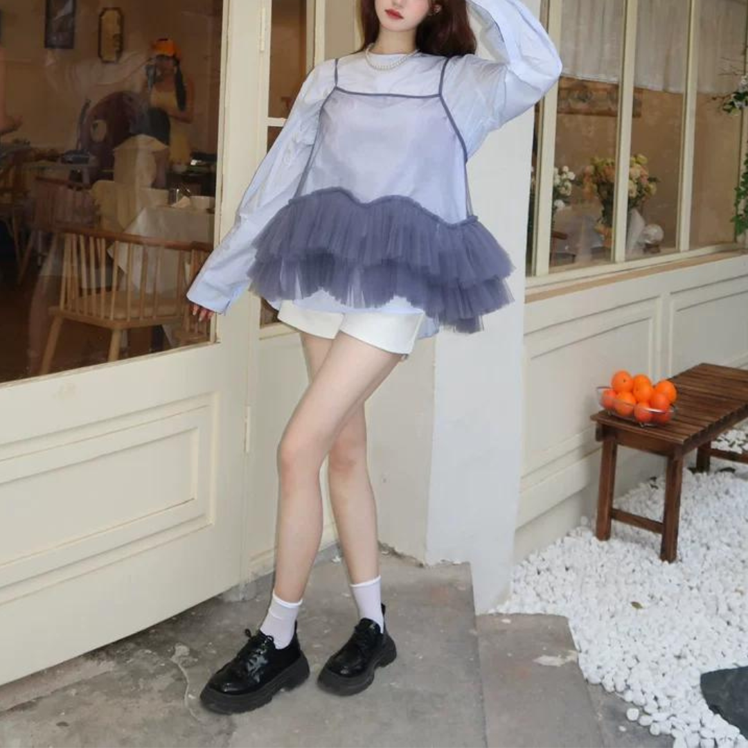 see through blouse lf3321