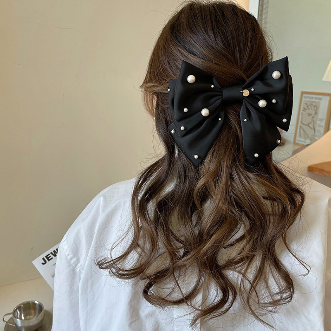 pearl ribbon barrette lf2564-1【即納】