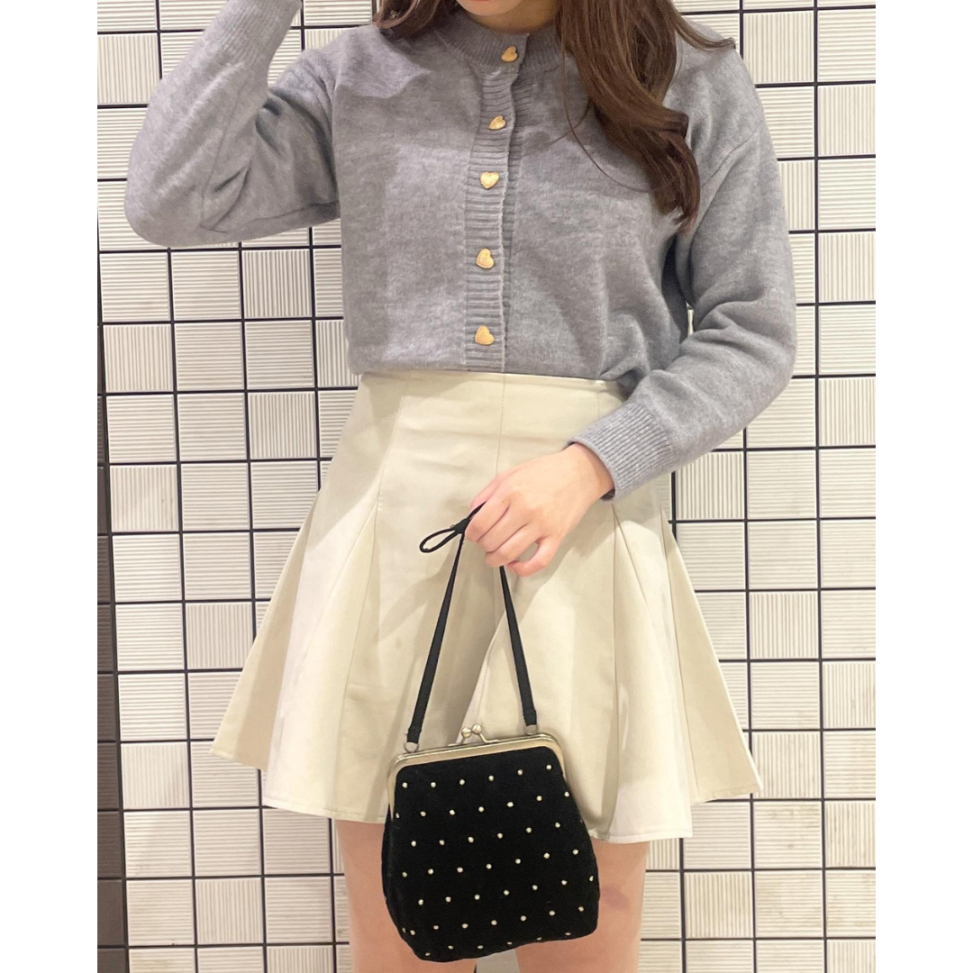 pale color heart button knit cardigan lf2535