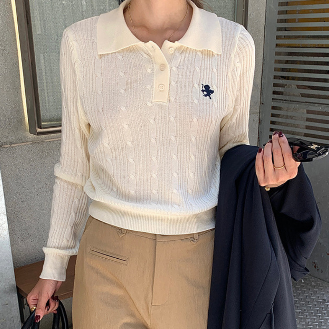 college embroidery sweater lf2674