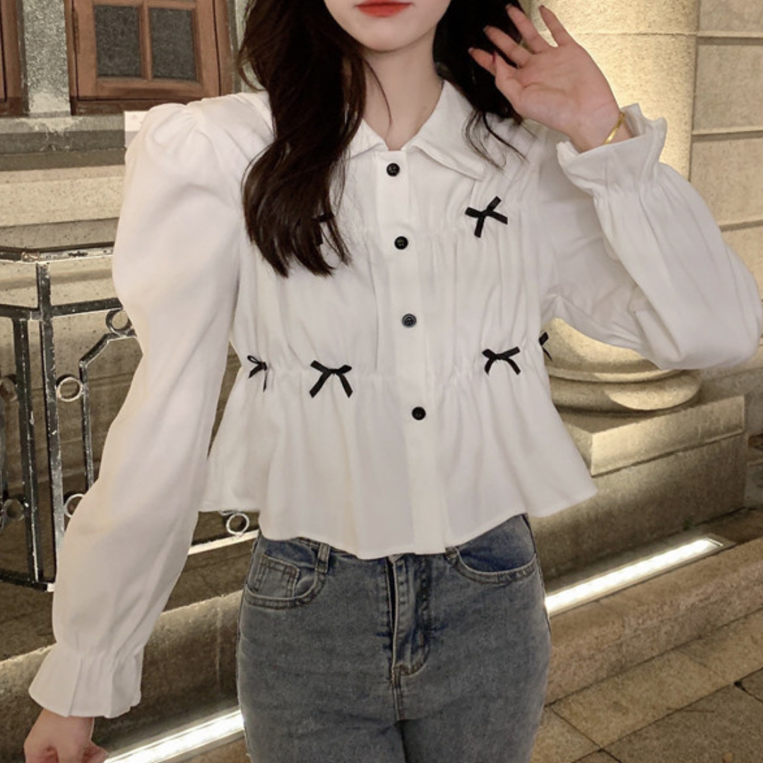 ribbon gathered shirt lf2990