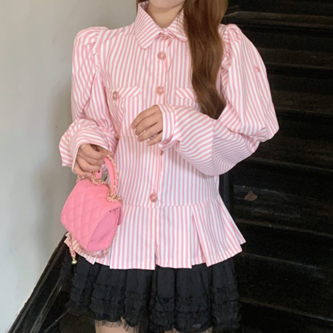 french puff sleeve shirt lf2722