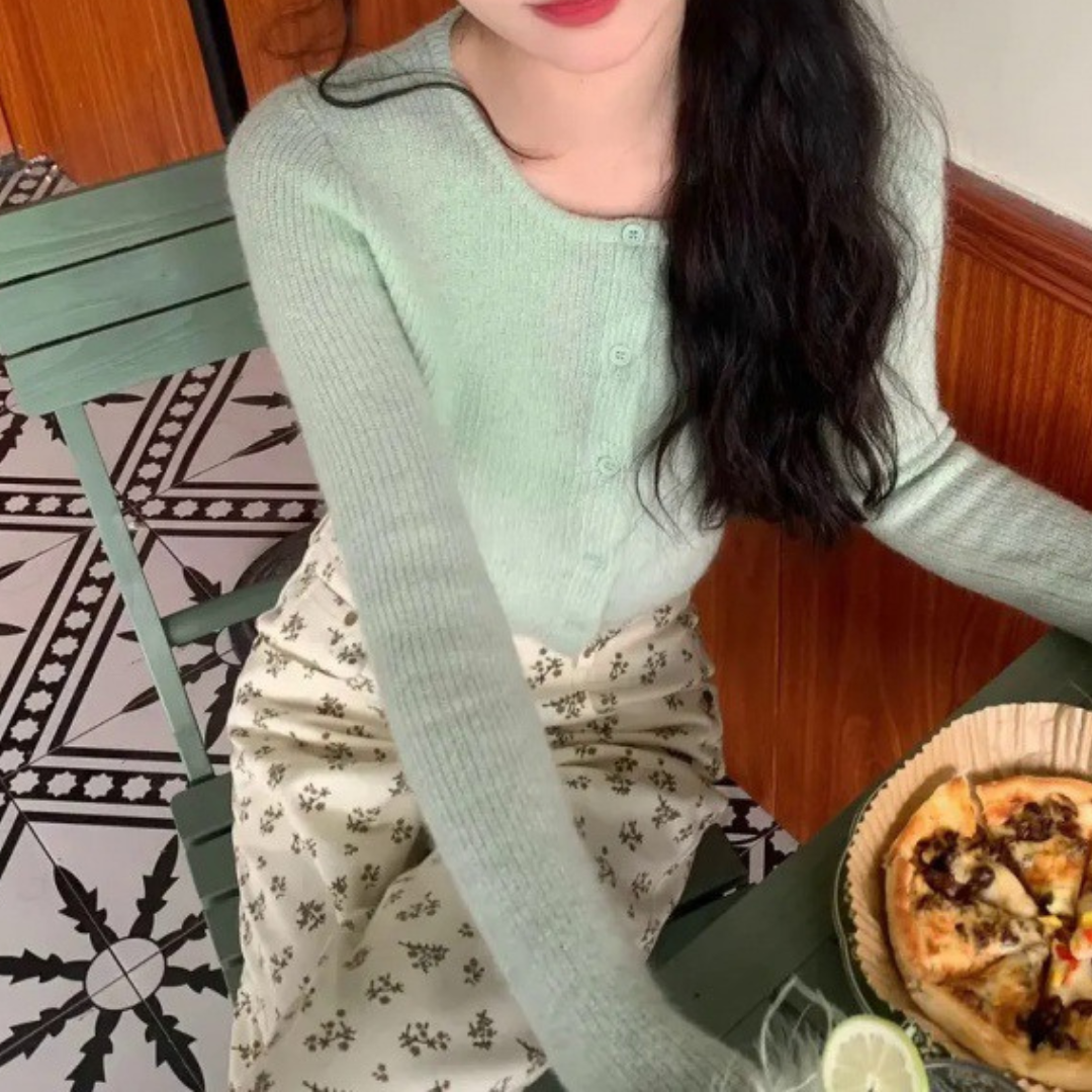 pastel green cardigan lf2984