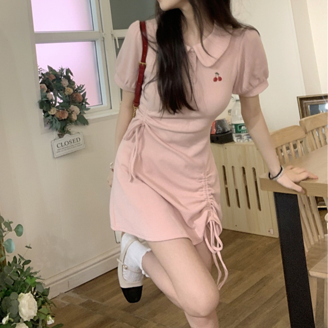 polo collar short sleeve onepiece lf3292