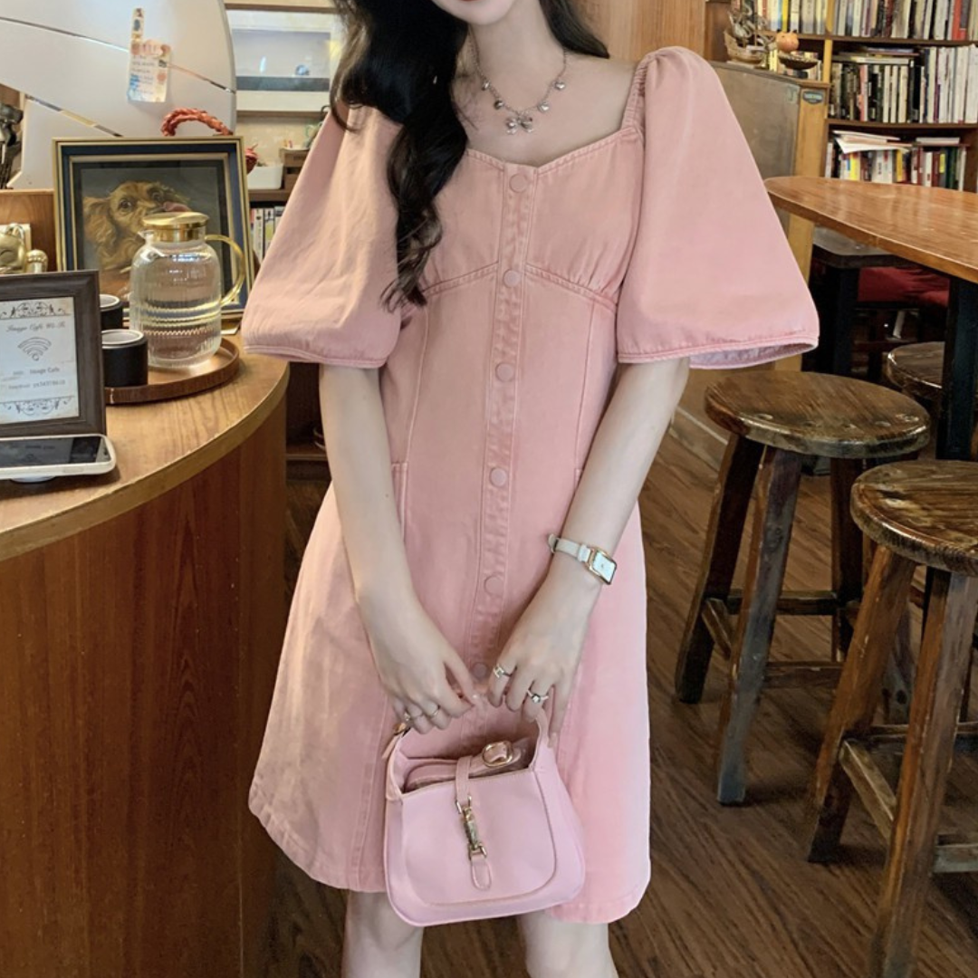 pink denim onepiece lf3250