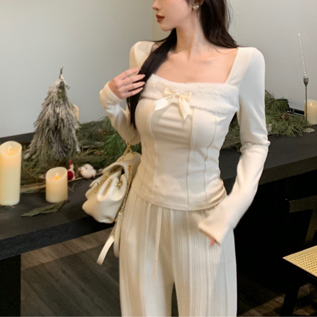 square neck fur tops lf2647