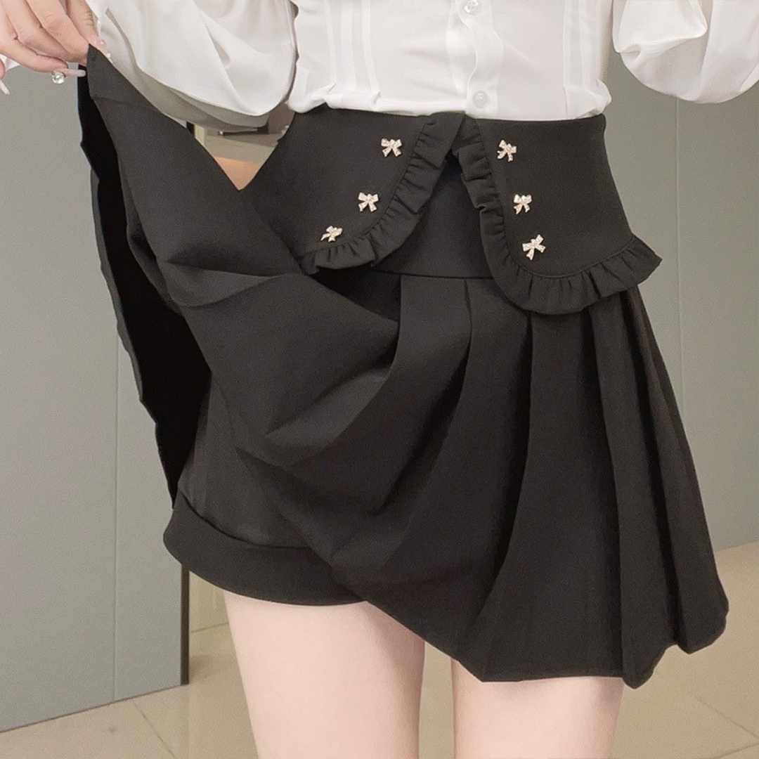 small ribbon pleated skirt lf2628