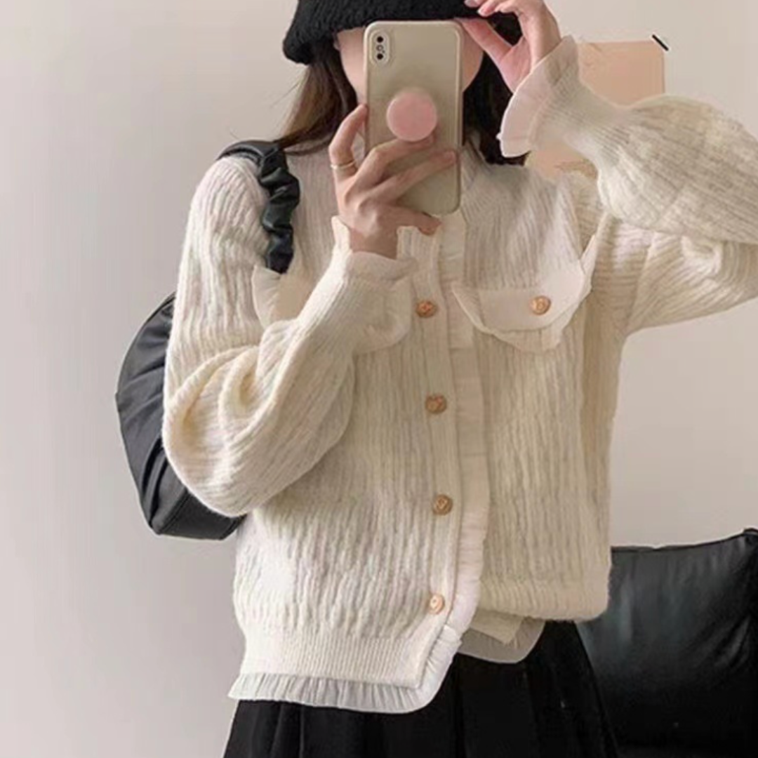 spring ruffle design cardigan lf3004
