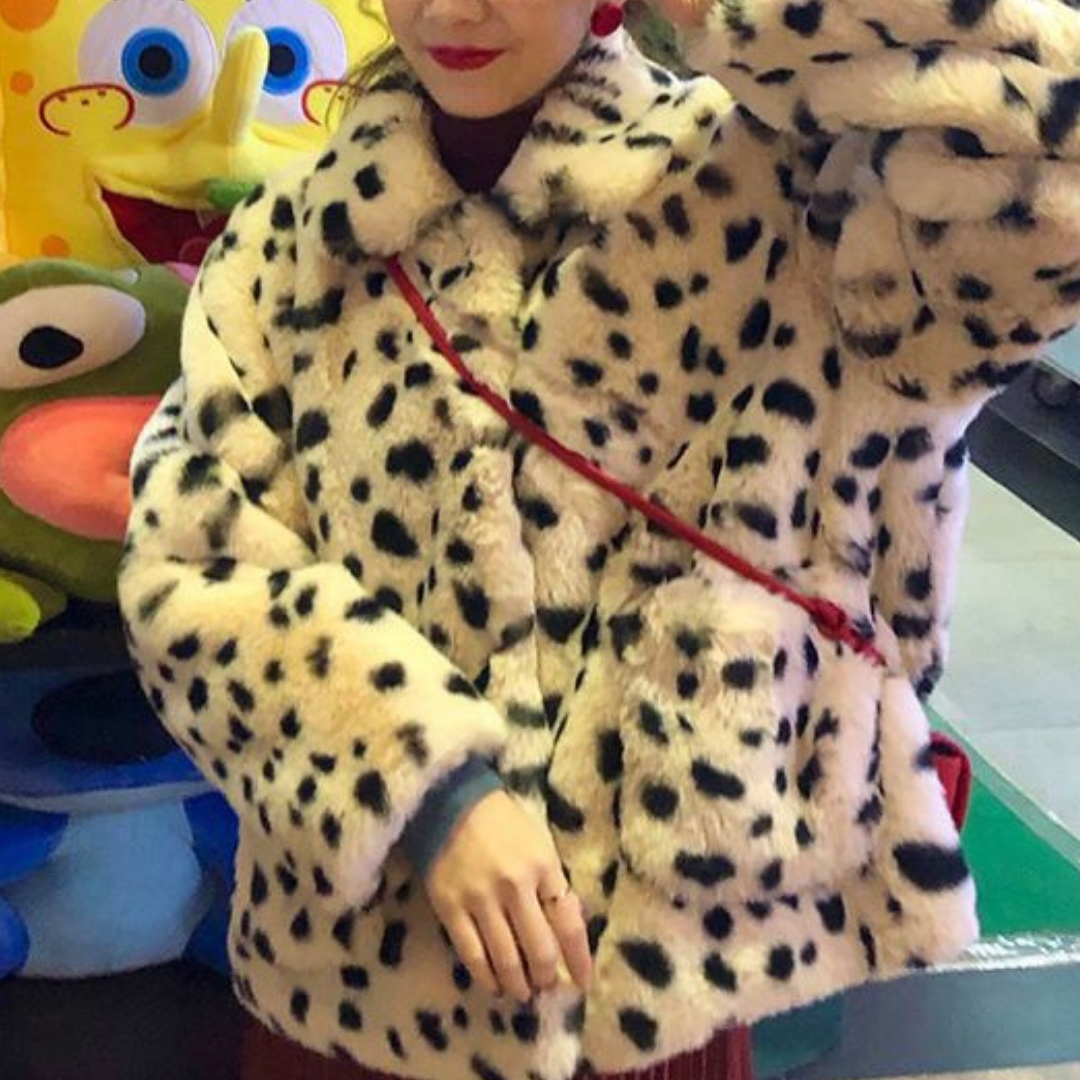 leopard print fur coat lf2672