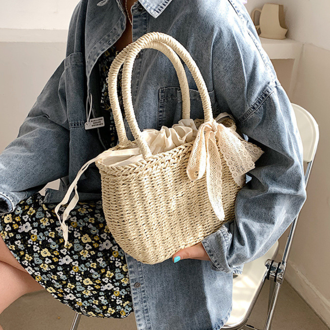 basket bag with lace ribbon lf3039