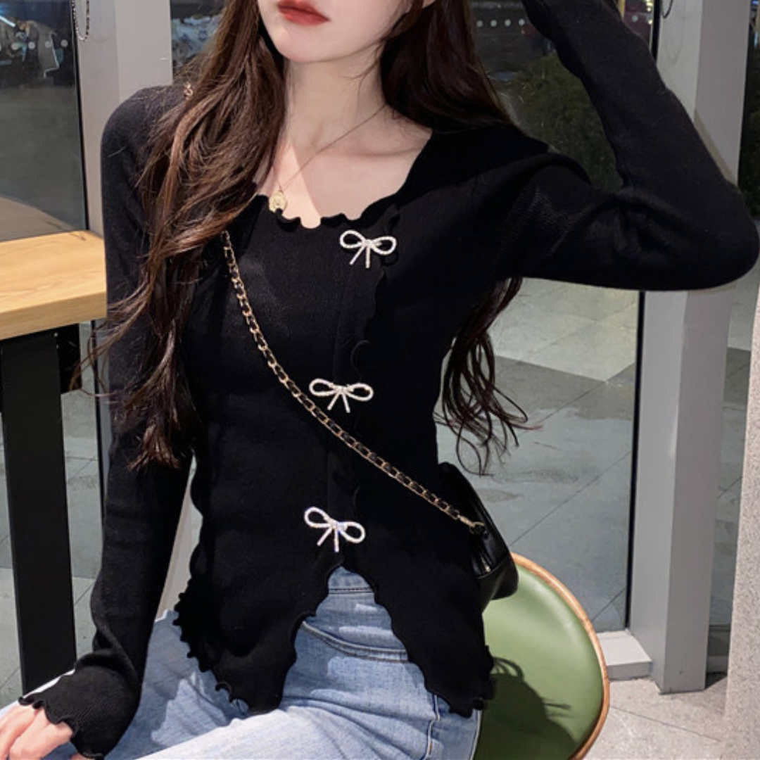 slit ribbon sweater lf2698