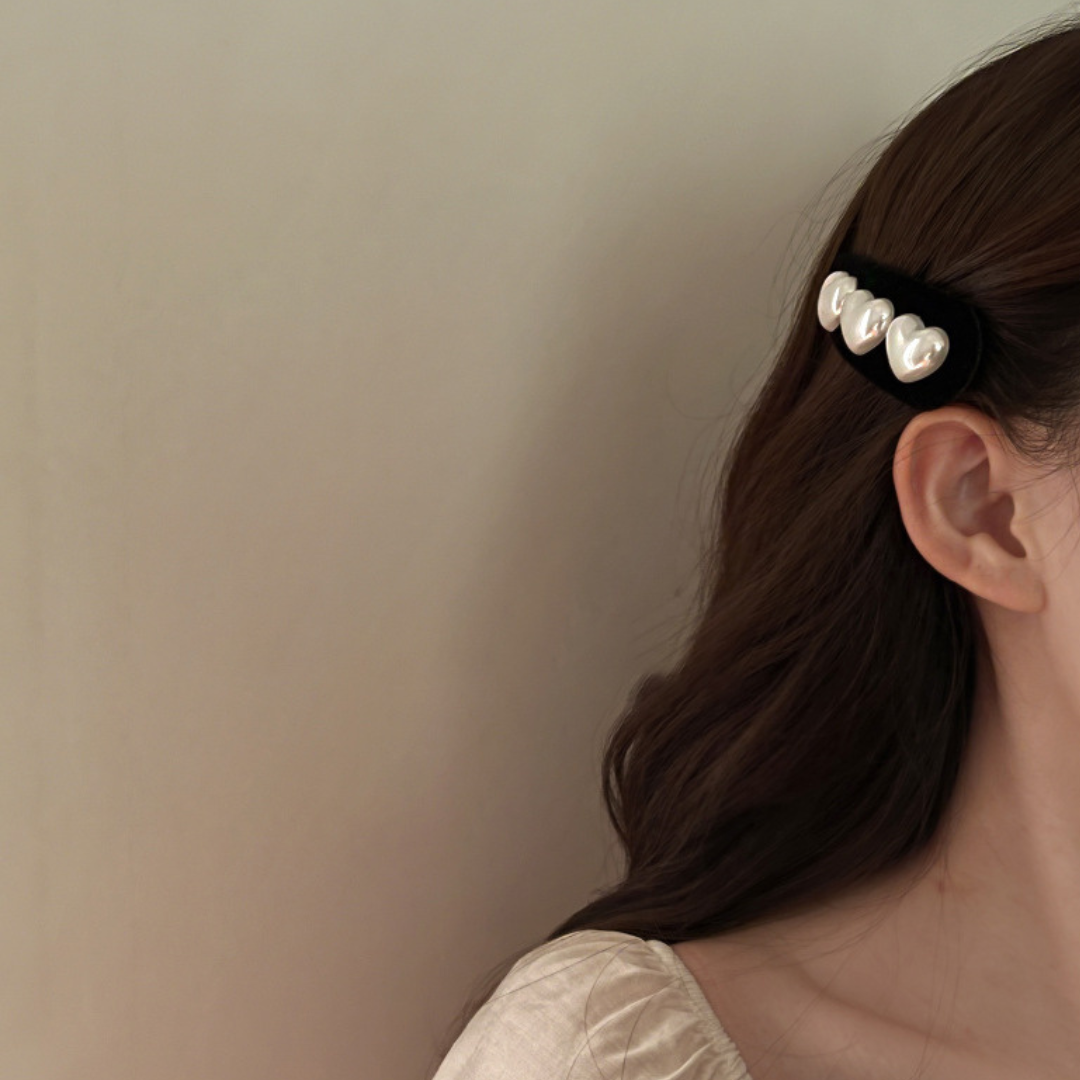 pearl heart barrette lf2695