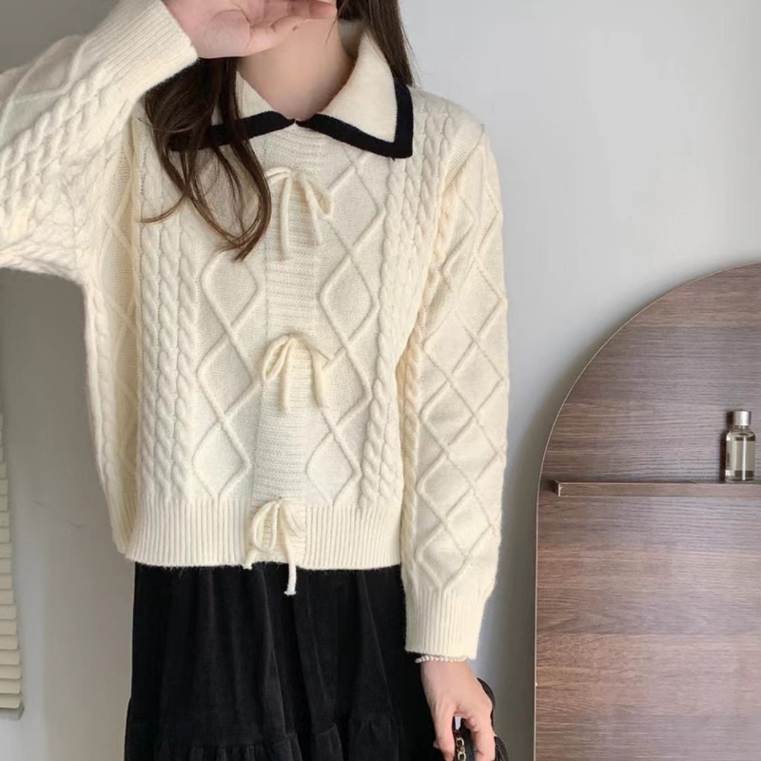 sweater with retro collar lf2633