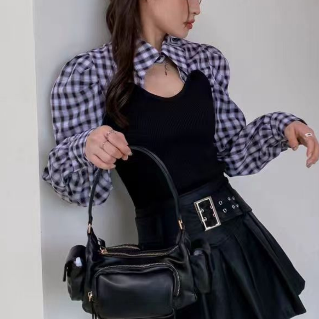 faux gingham shirt lf2673