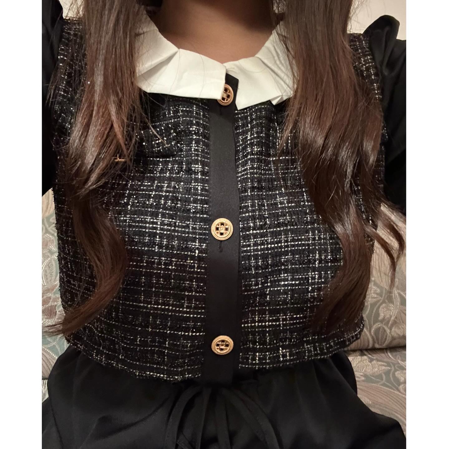 frill tweed long onepiece lf2551
