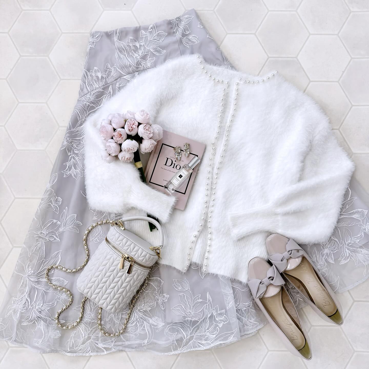 pearl mohair knit cardigan lf2546