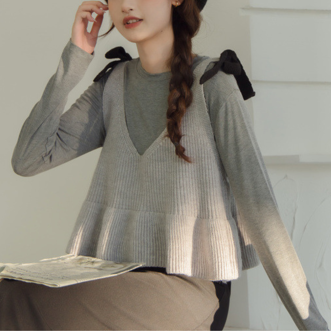 V neck sweater bustier lf2723