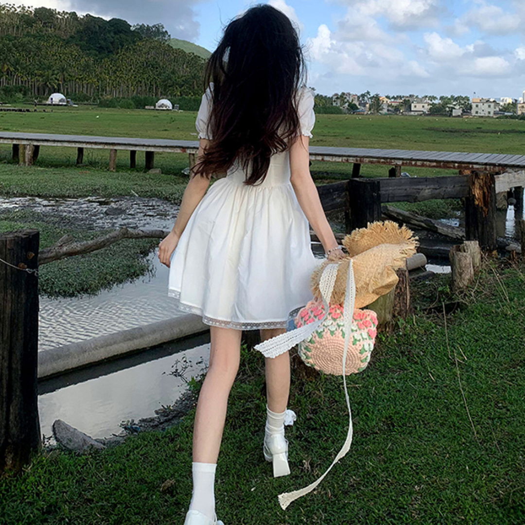 short sleeve ruffle girly onepiece lf3134