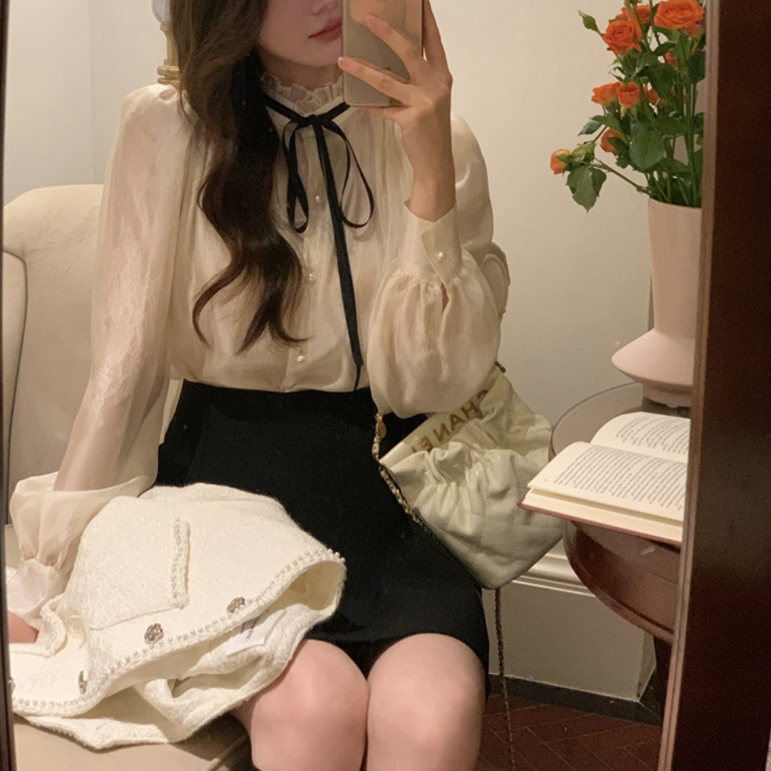 puff sleeve girly blouse lf2594