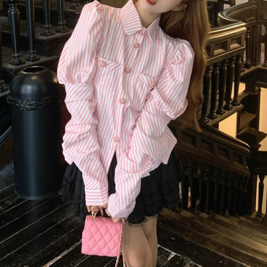 french puff sleeve shirt lf2722