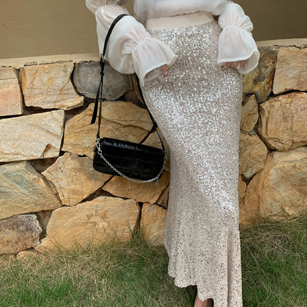 sequin long skirt lf2710