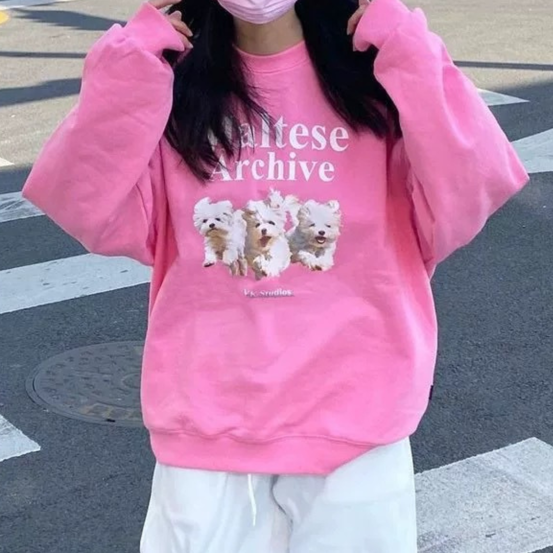 three puppies print pullover lf2610