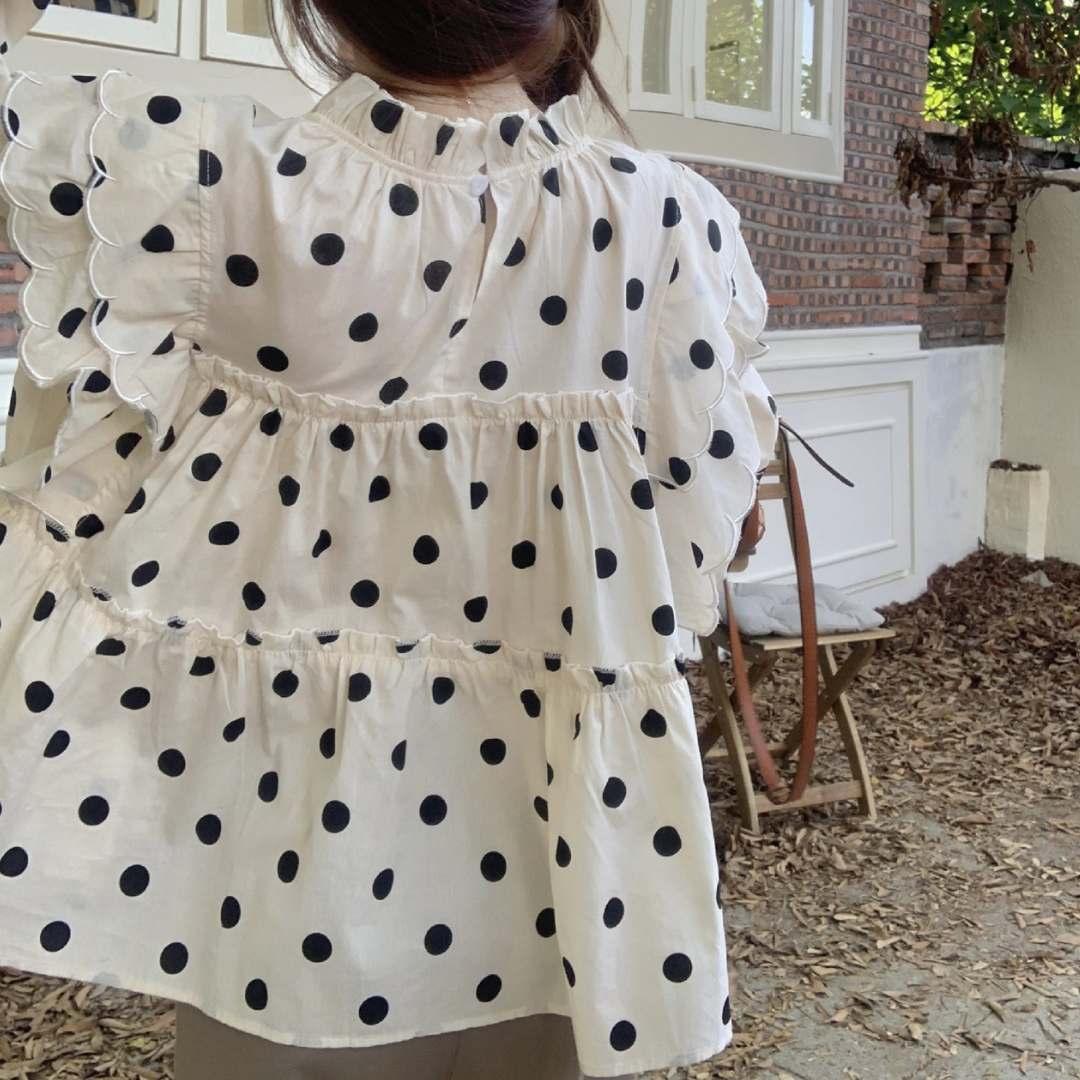 polka dot ruffle shirt lf2597