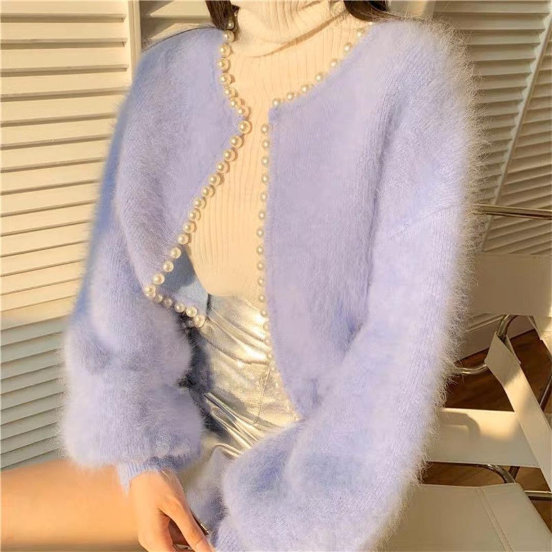 pearl mohair knit cardigan lf2546