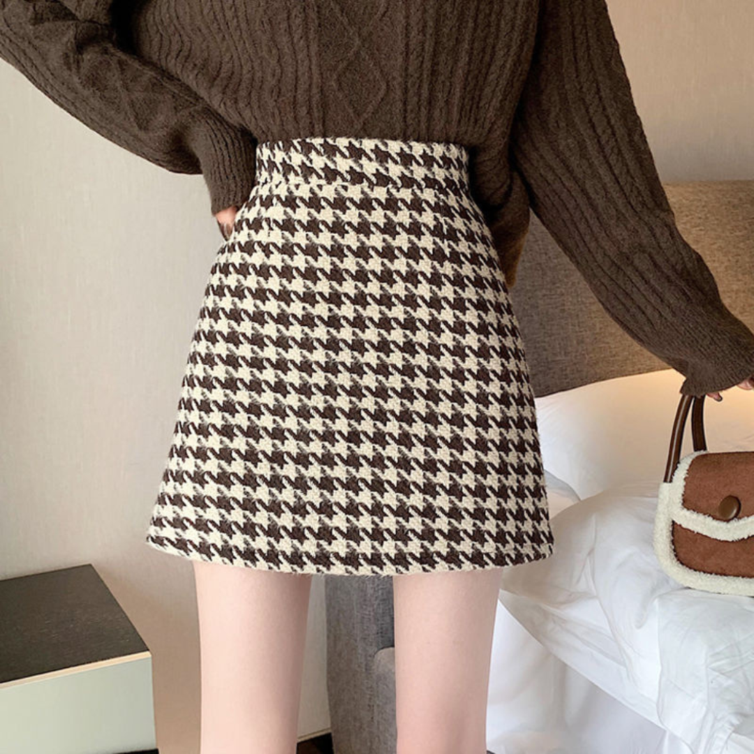 houndstooth mini skirt lf2540