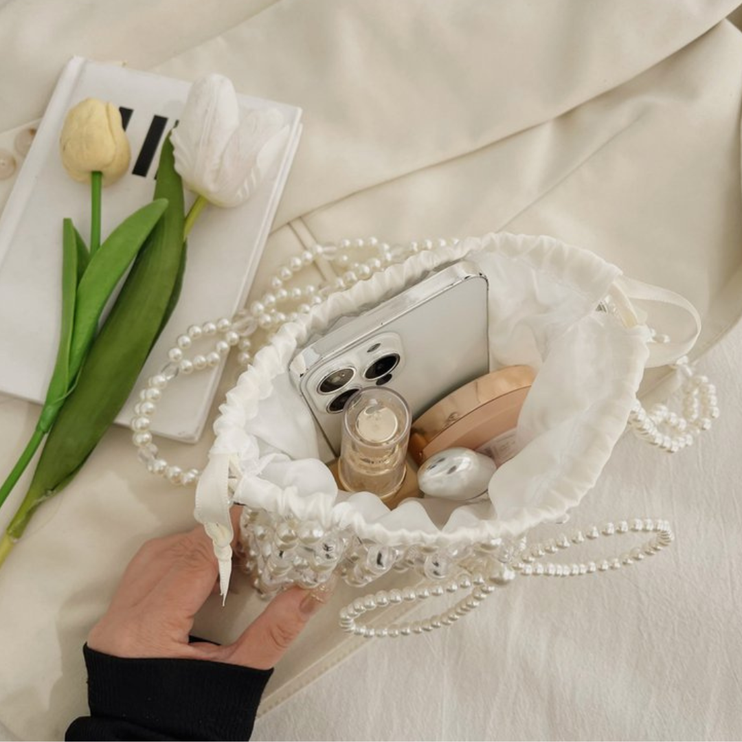pearl bead ribbon bag lf3098