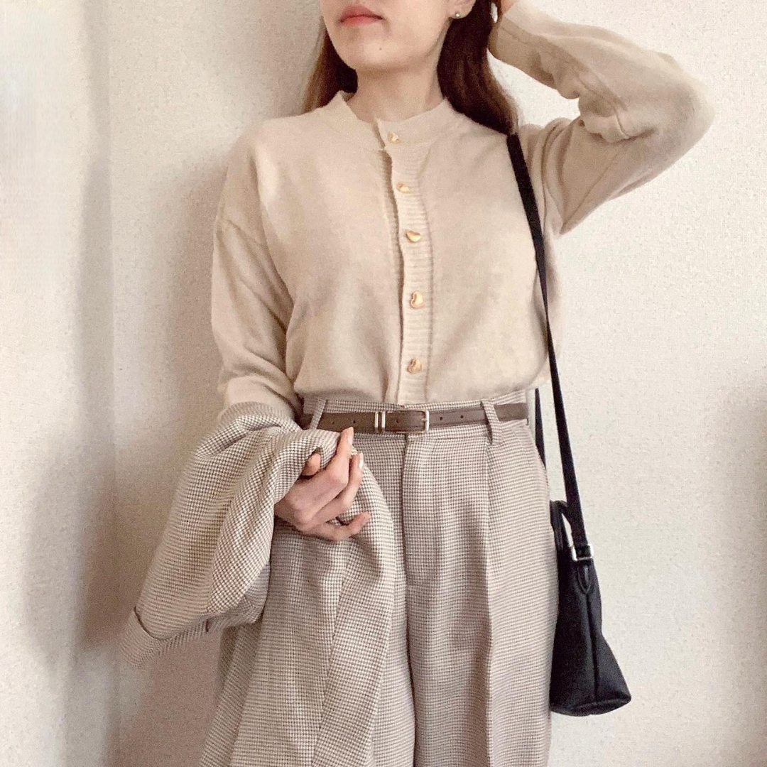 【即納】pale color heart button knit cardigan lf-s1017