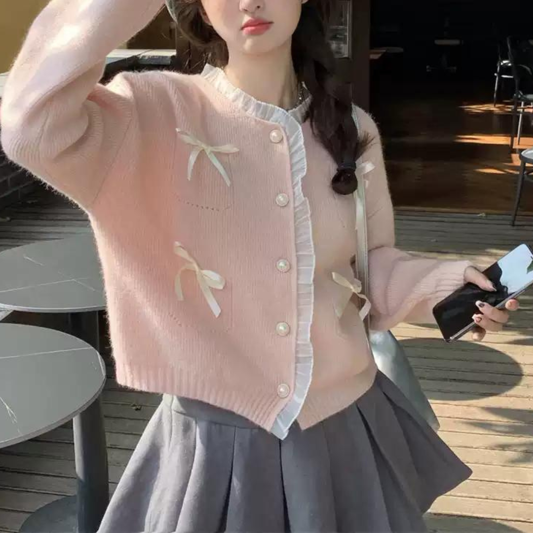 ribbon cardigan lf3325 【即納】