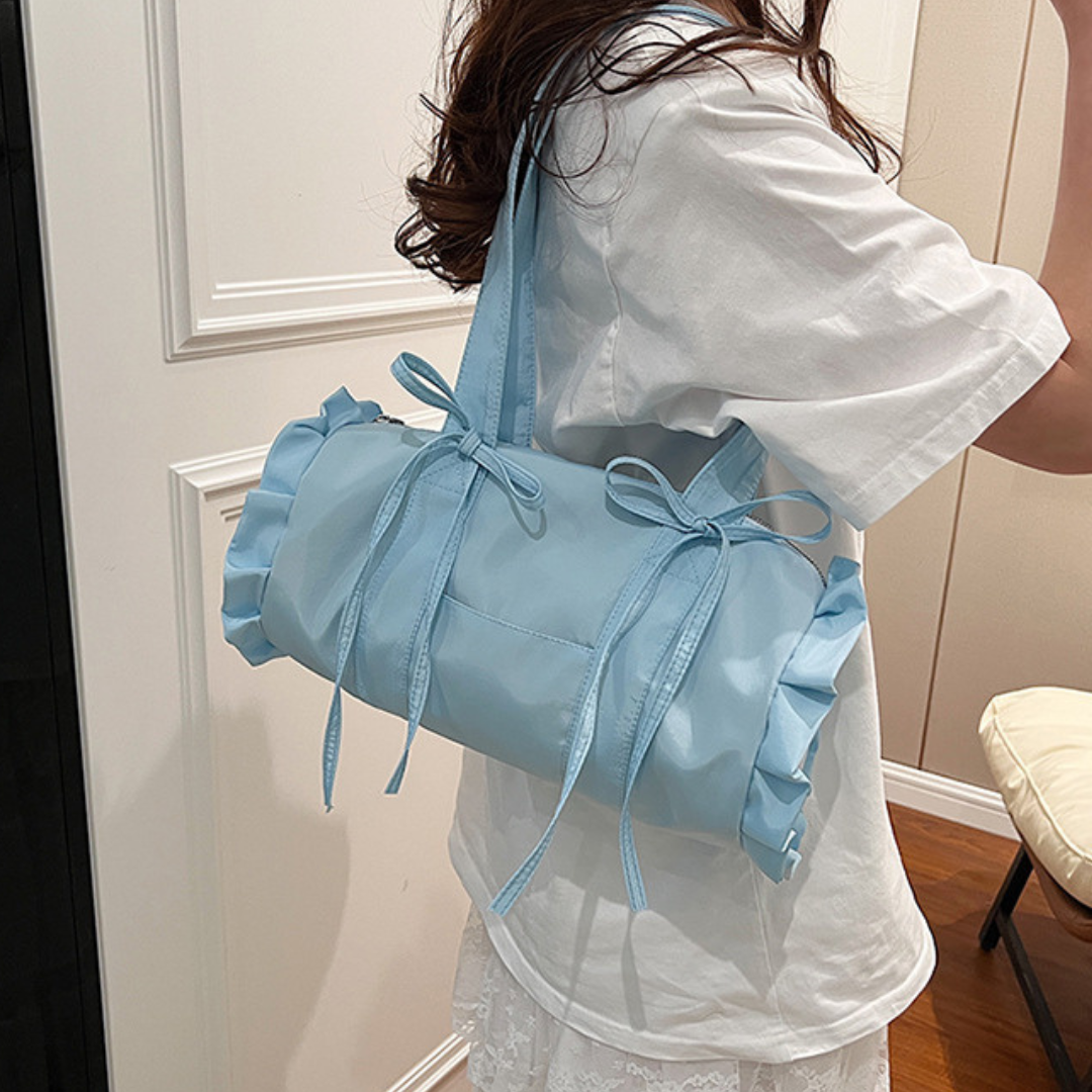 tube-shaped ribbon frill bag lf3232【即納】
