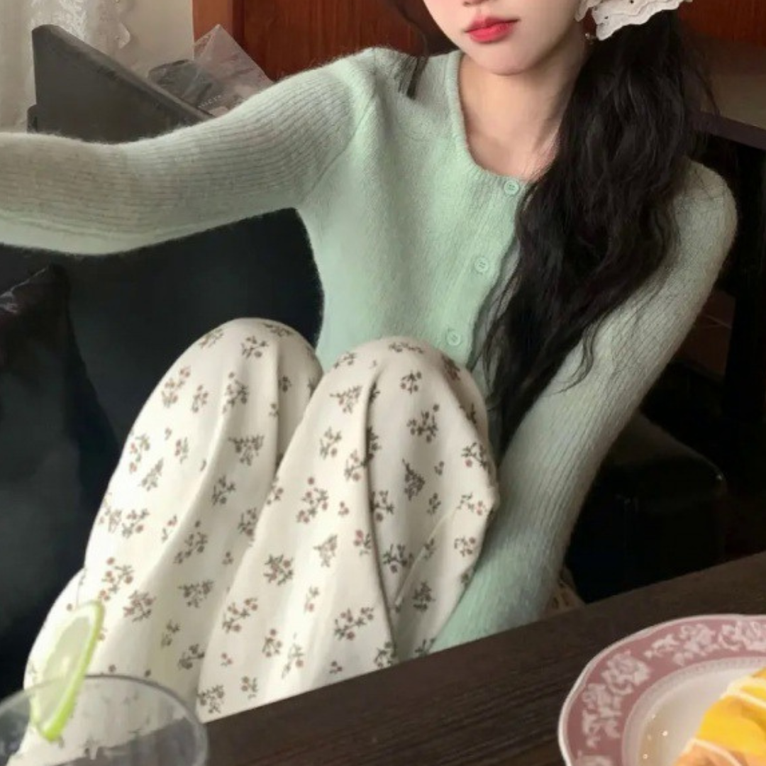 pastel green cardigan lf2984