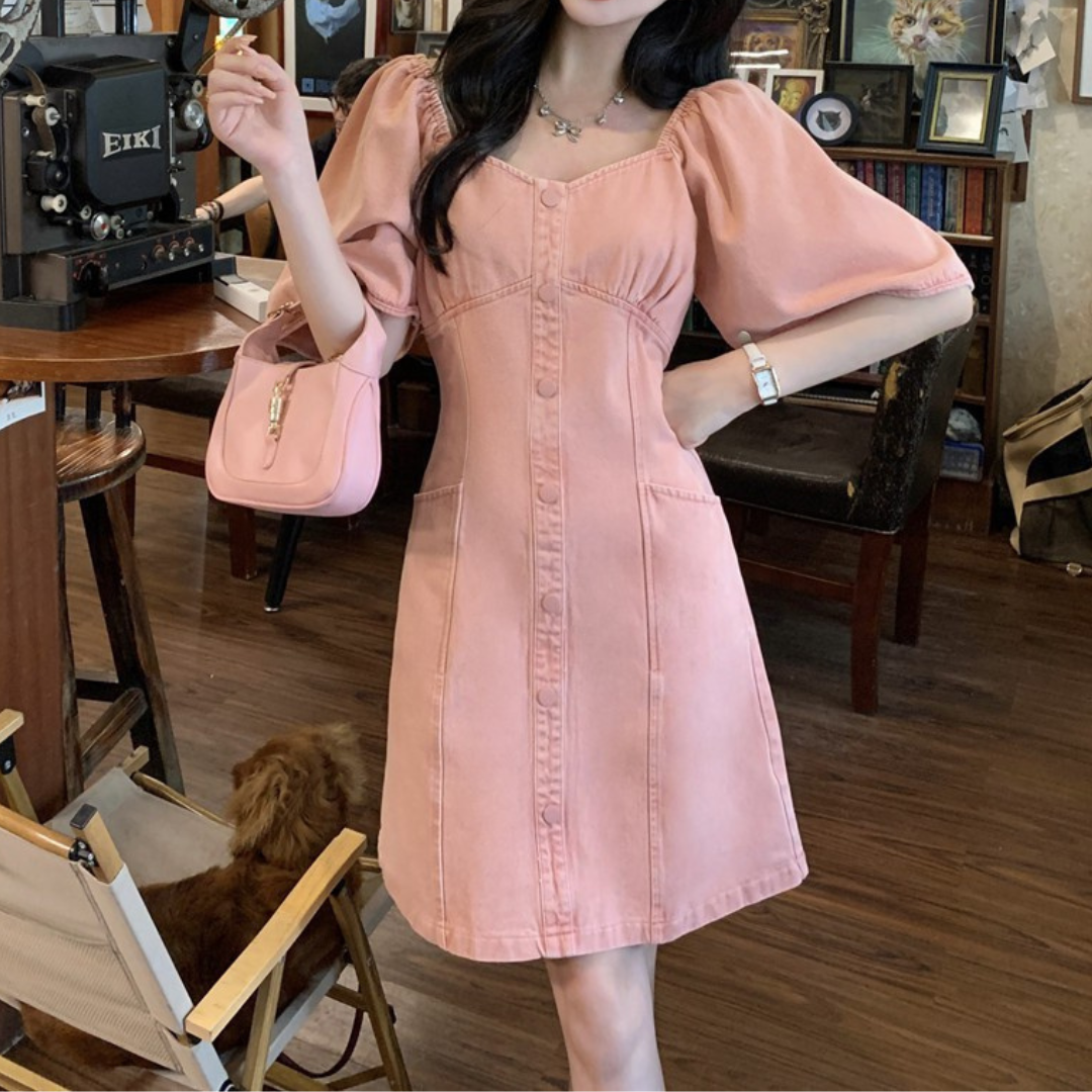 pink denim onepiece lf3250