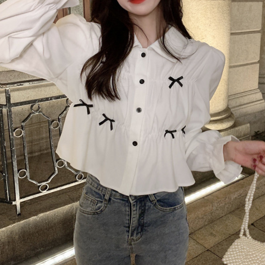 ribbon gathered shirt lf2990