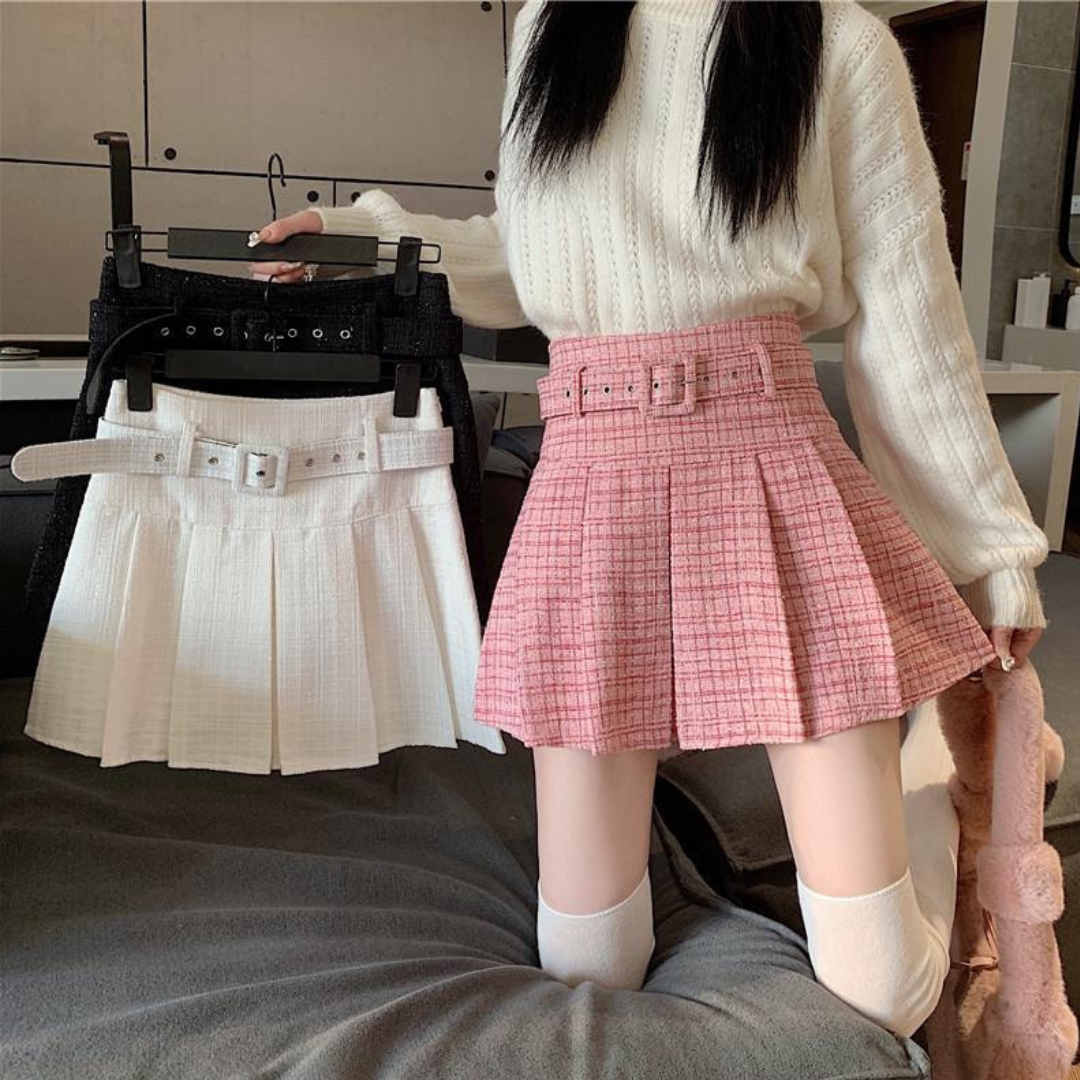 Tweed pleated skirt lf2588