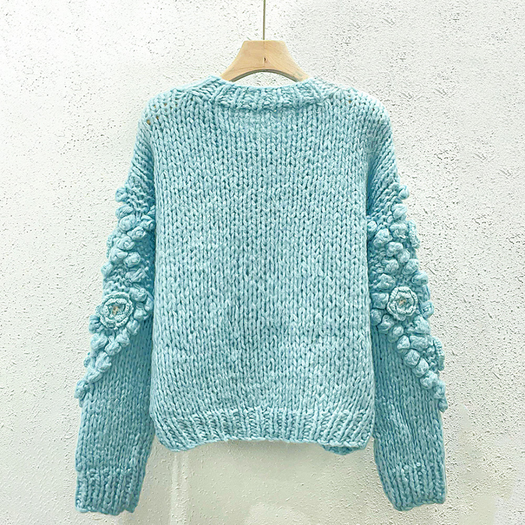 flower thick knit cardigan lf2730