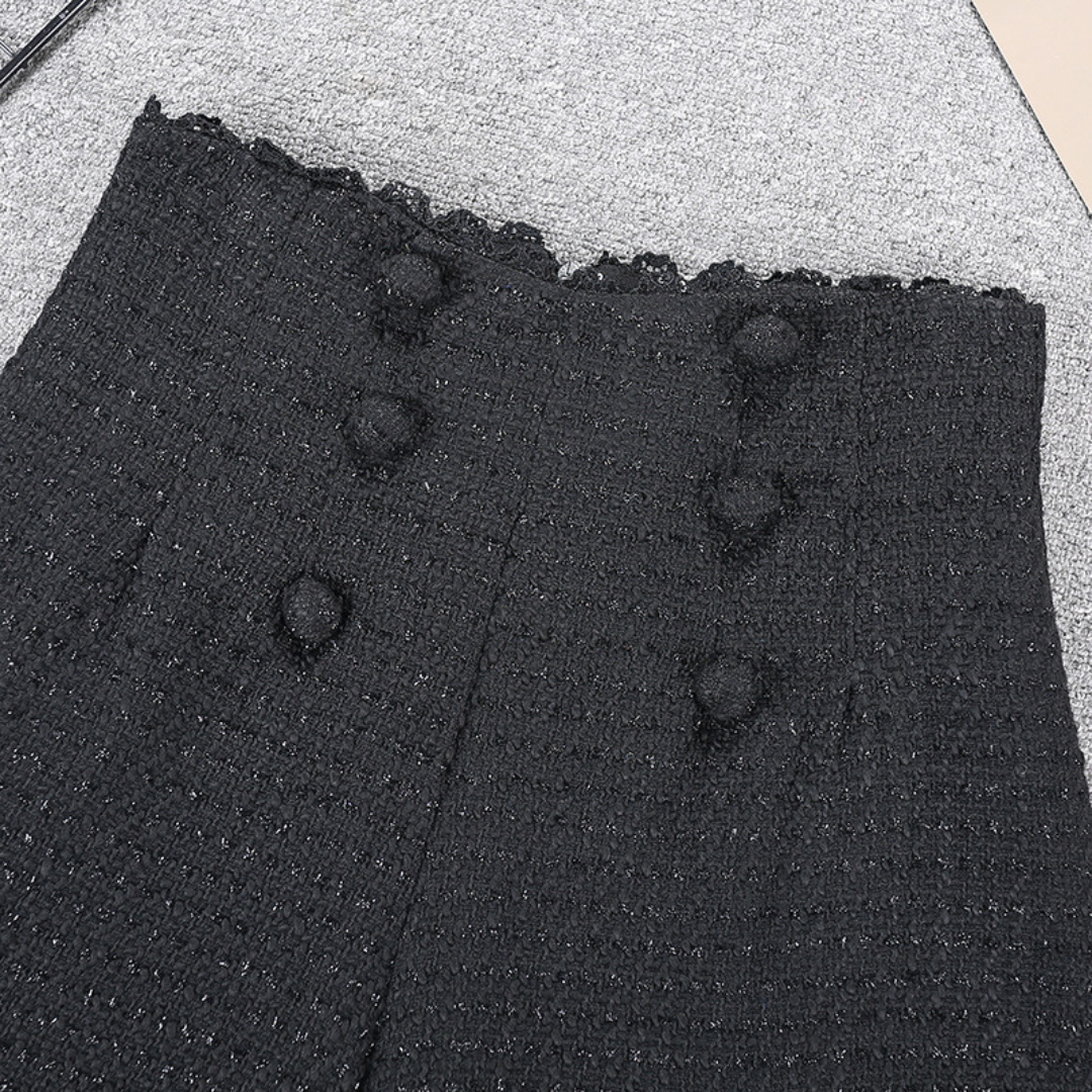 high waisted tweed shorts lf2740