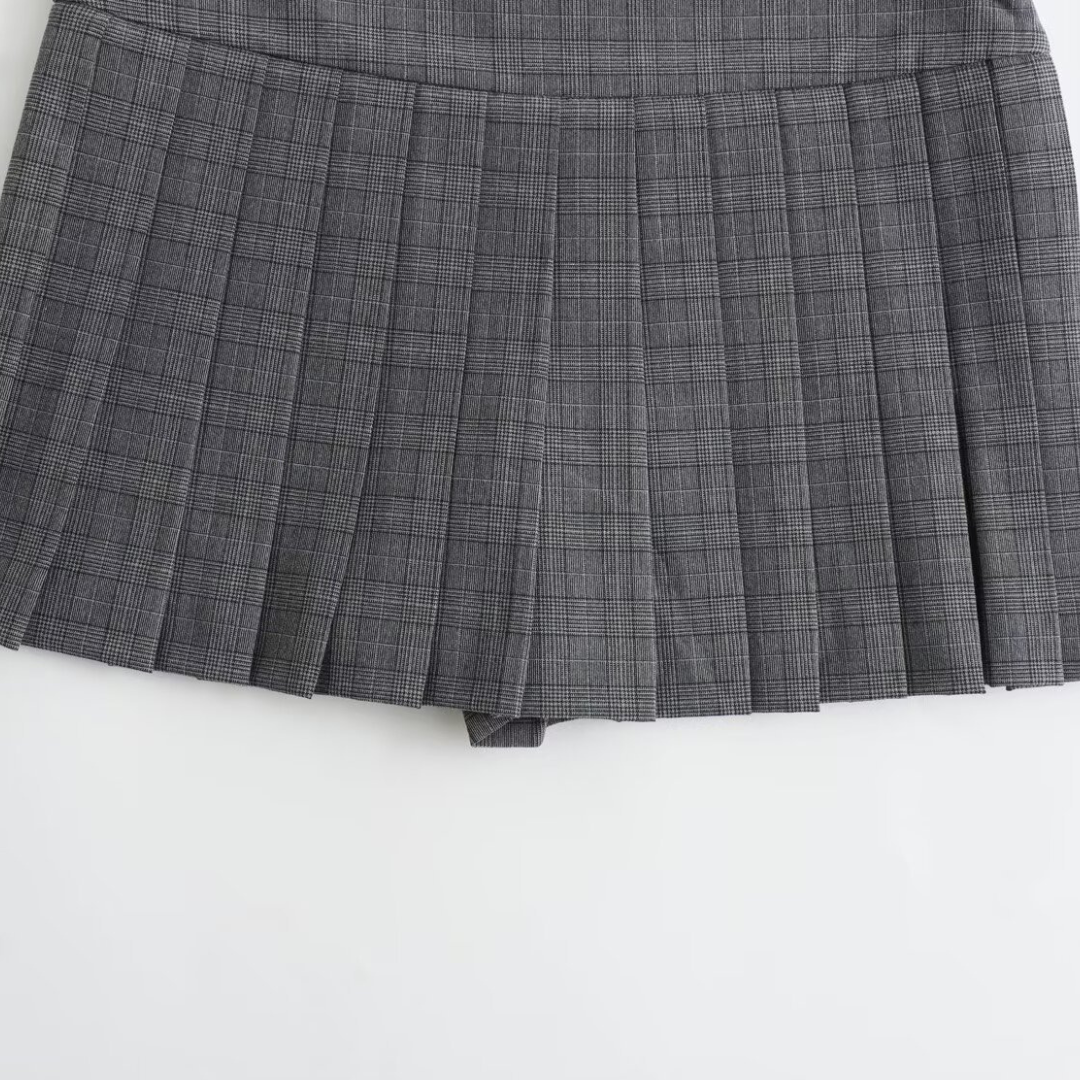 plaid mini pleated skirt lf2933