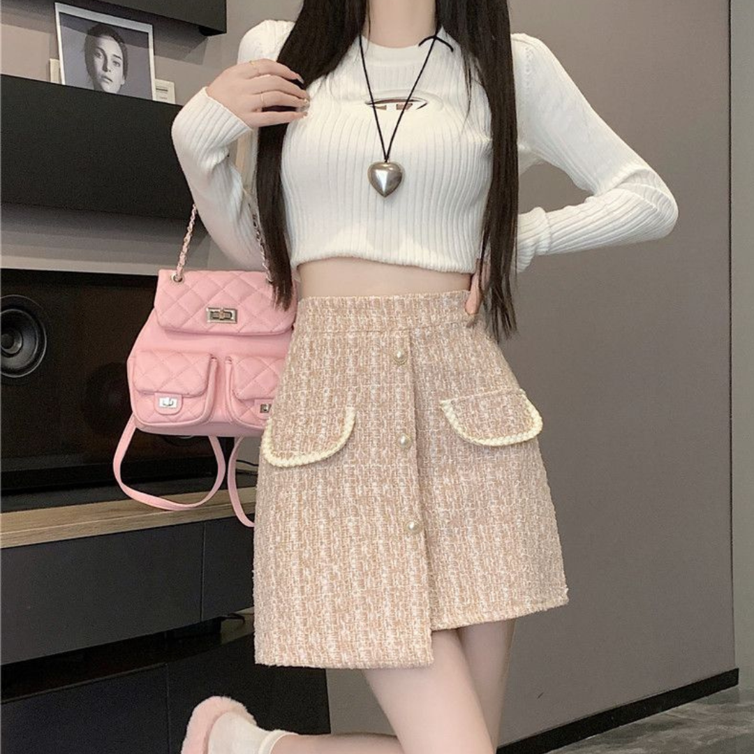 【Ranking14位】Tweed front pocket miniskirt lf2700