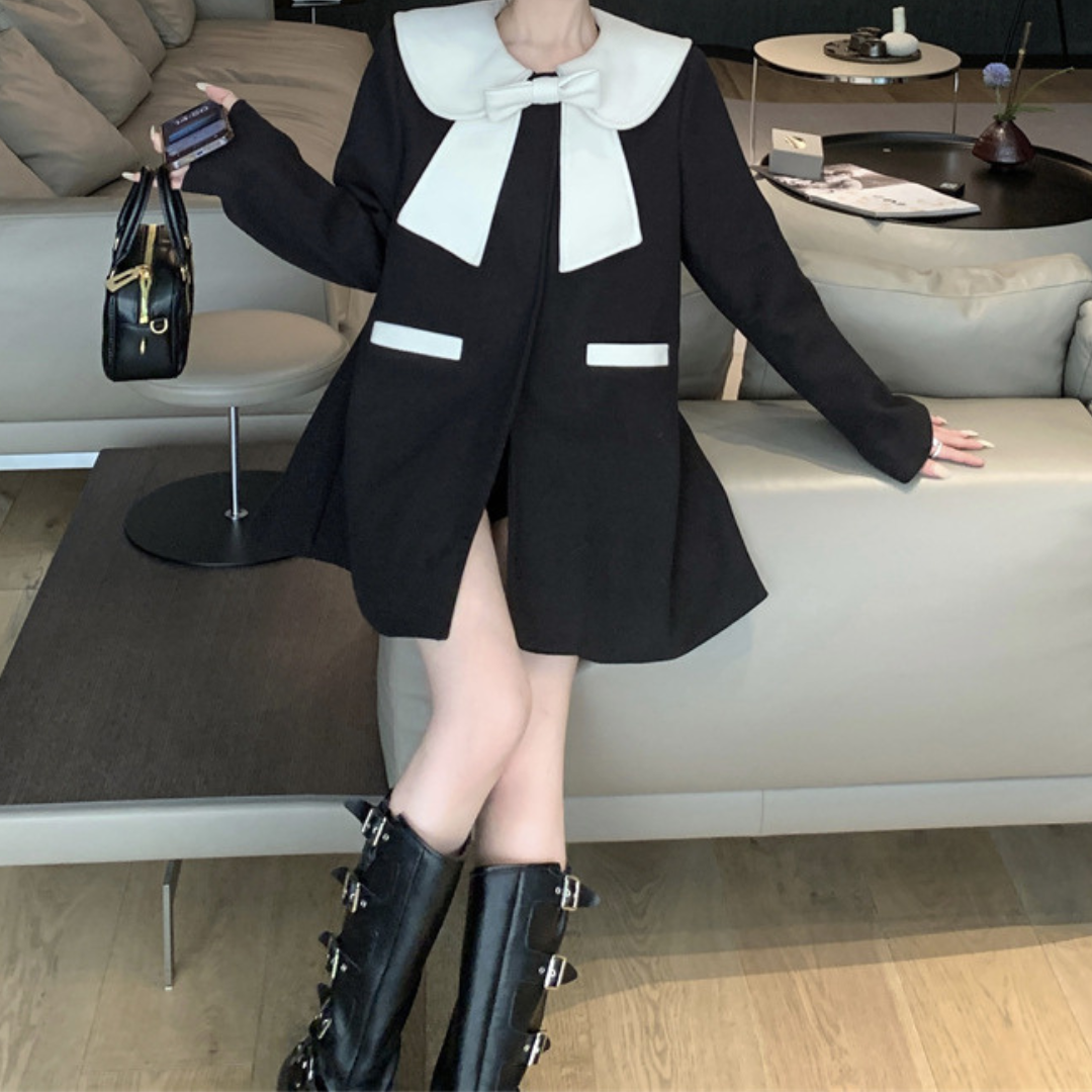 ribbon color black coat lf2681