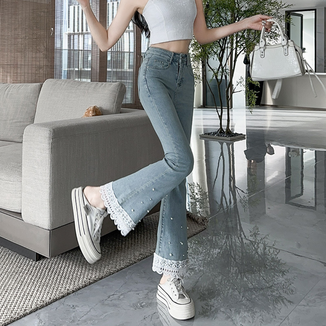 hem lace pearl denim lf3249