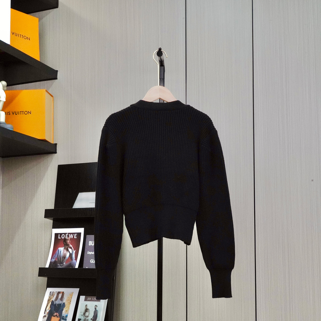 V neck ribbon sweater cardigan lf2737