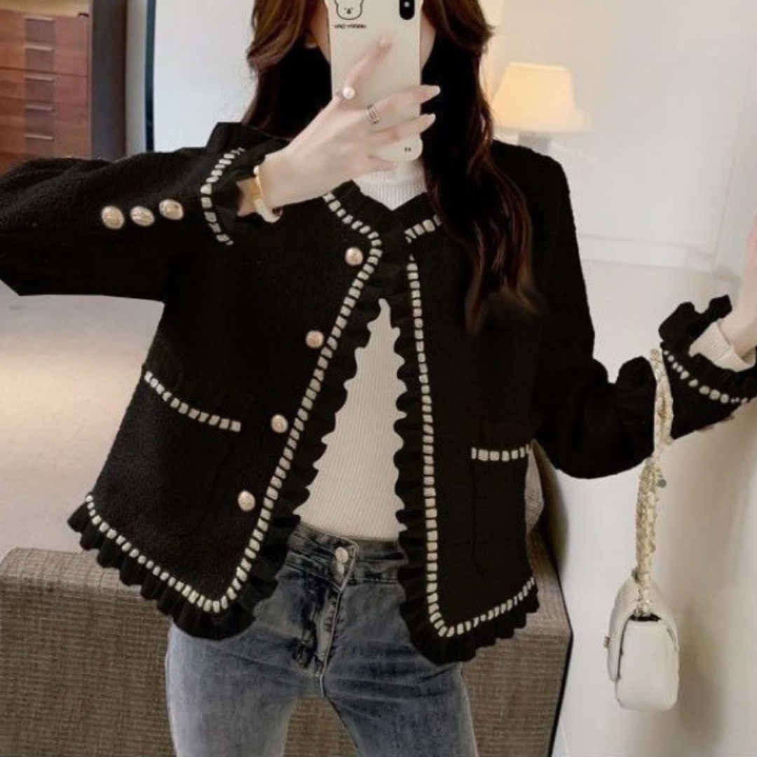 ruffle tweed jacket1 lf2629