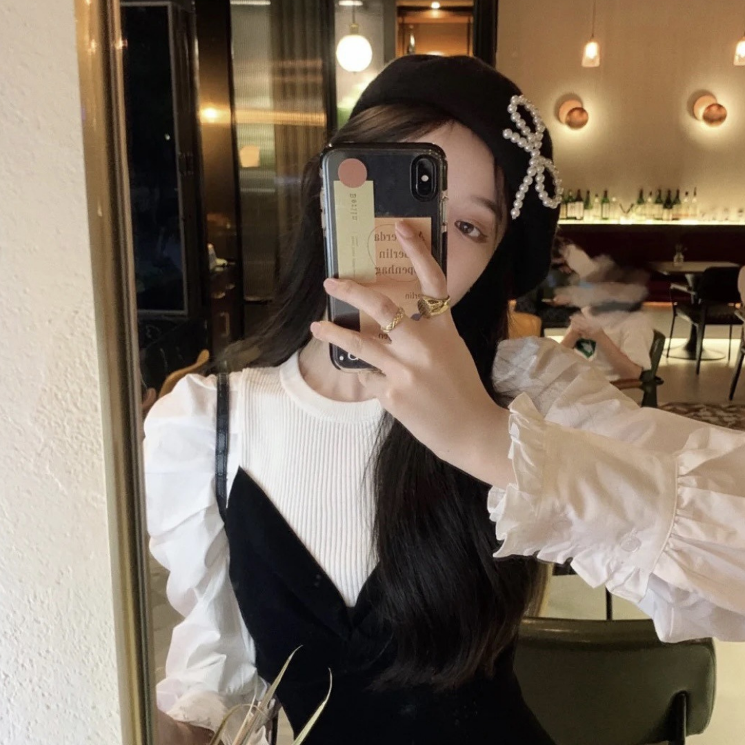 pearl ribbon beret lf2676