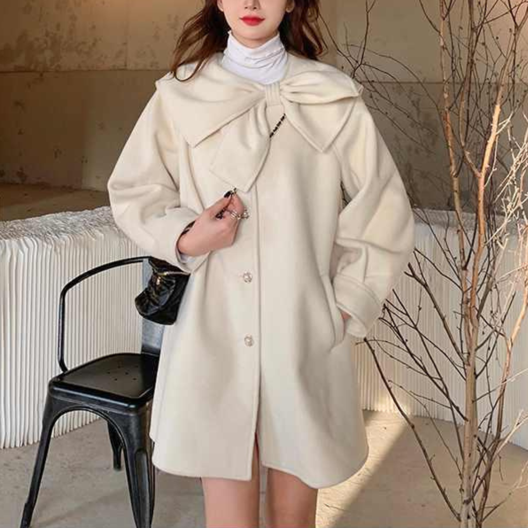 big ribbon wool coat lf2678