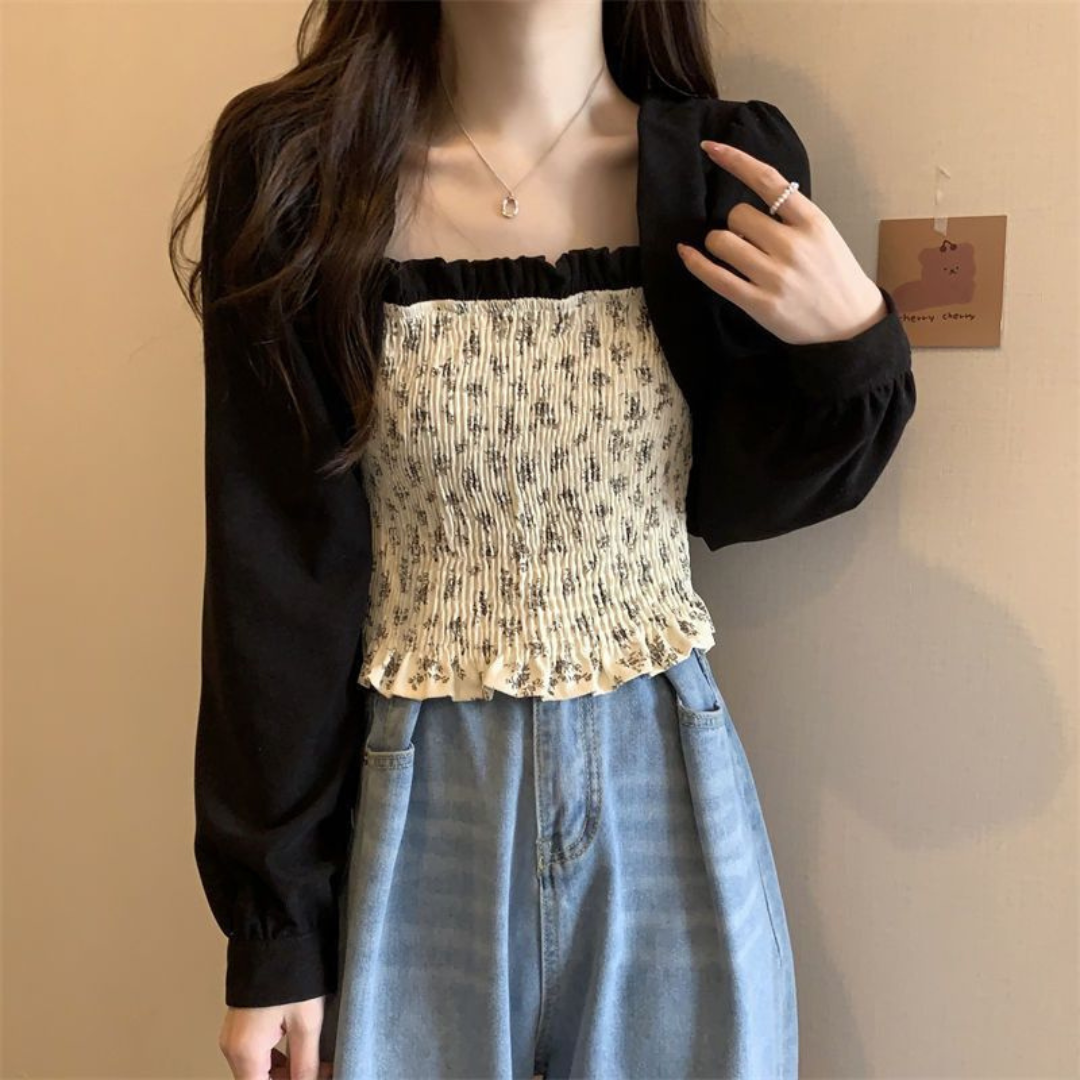floral two piece short shirt lf2608