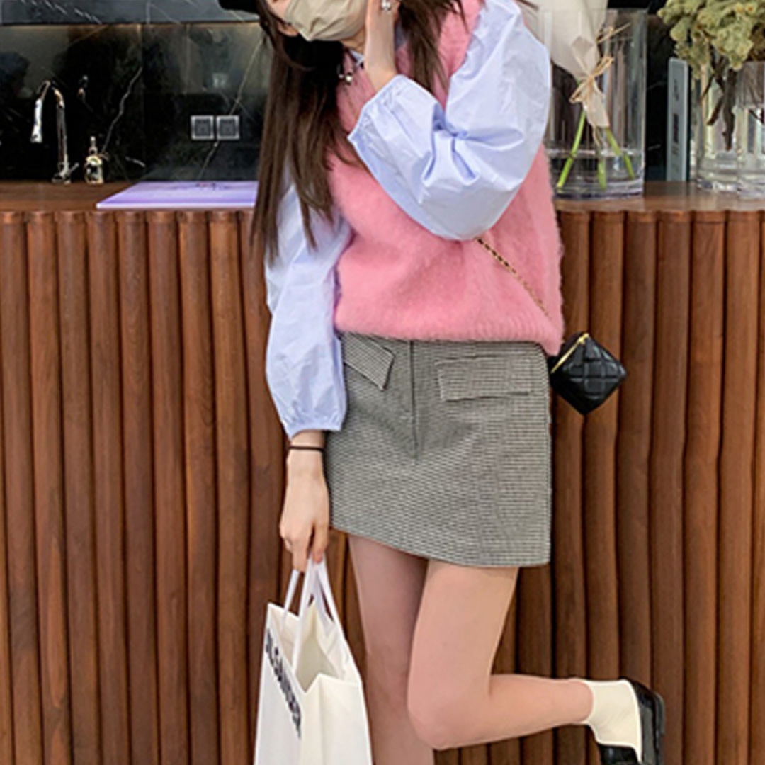 houndstooth pants skirt lf2670